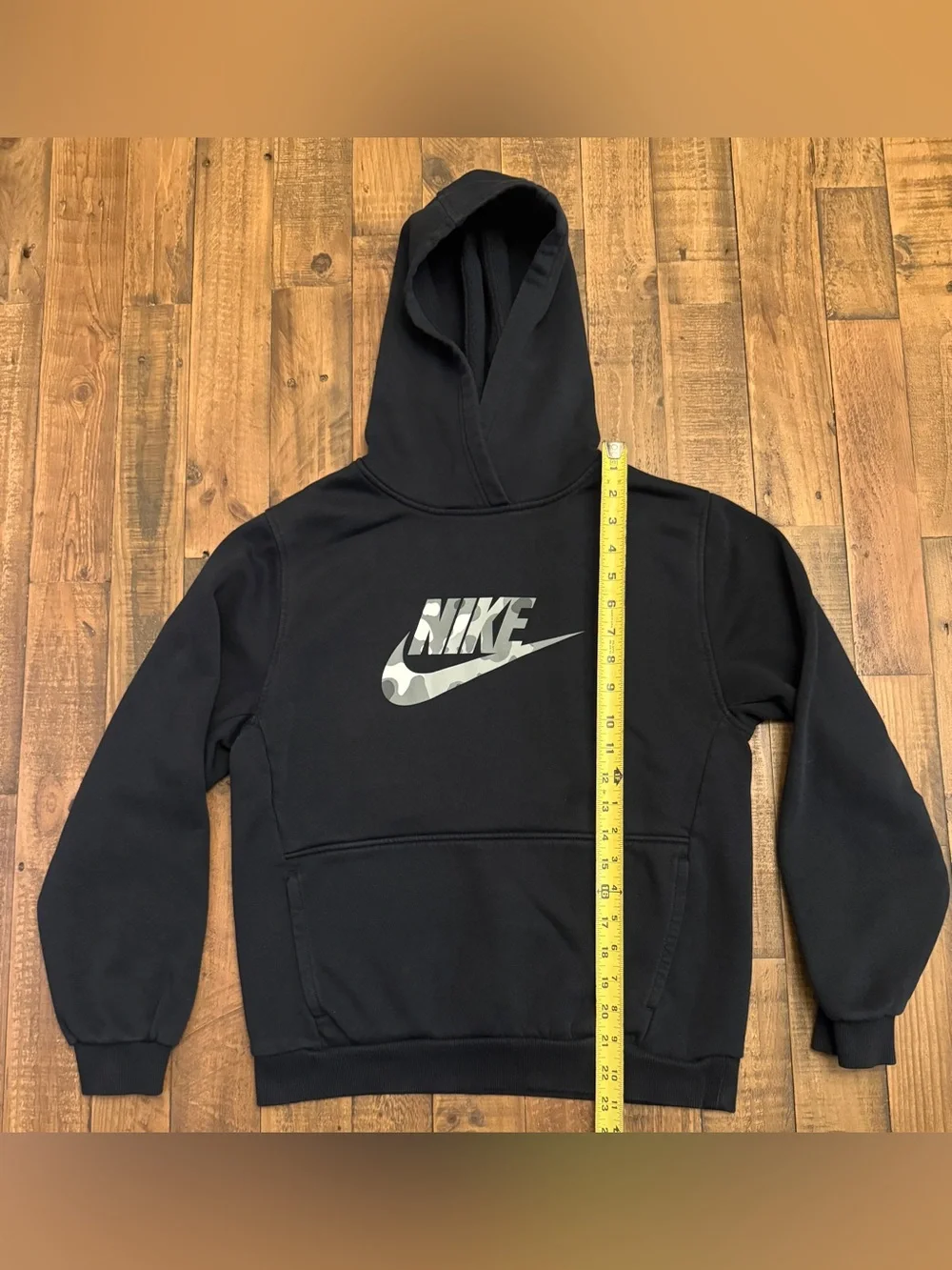 Nike Black Hoodie with Gray Camo Swoosh